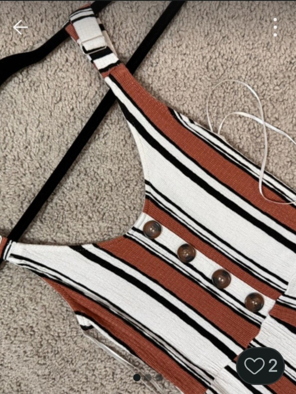 Striped Sleeveless Button-Front Dress in Rust & White
